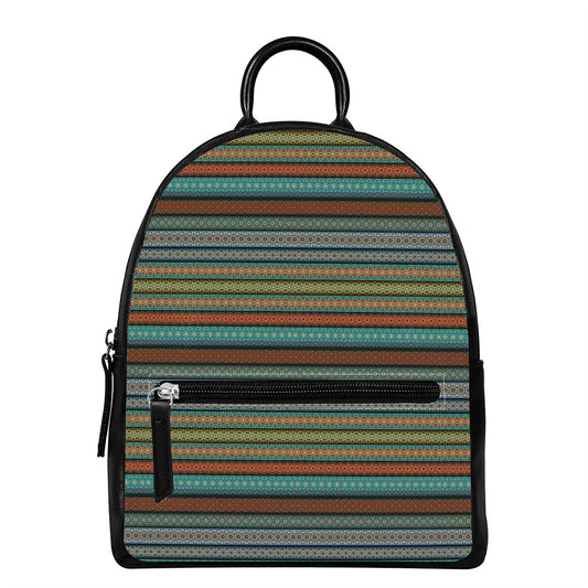 Indian Ethnic Pattern Print Leather Backpack