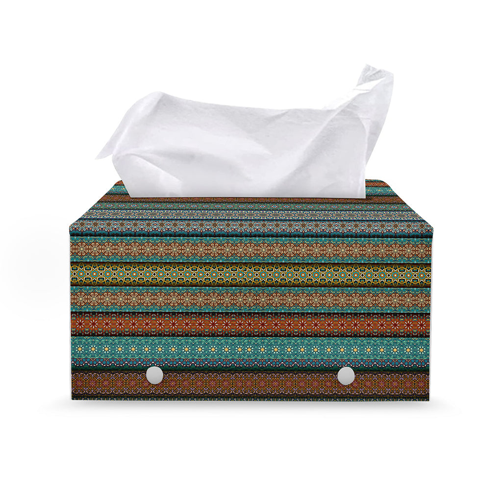 Indian Ethnic Pattern Print Leather Tissue Box Cover