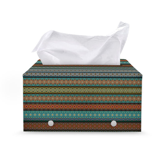 Indian Ethnic Pattern Print Leather Tissue Box Cover
