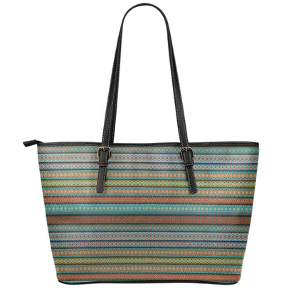 Indian Ethnic Pattern Print Leather Tote Bag