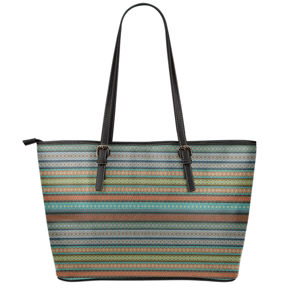 Indian Ethnic Pattern Print Leather Tote Bag