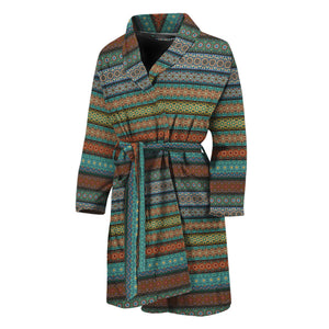 Indian Ethnic Pattern Print Men's Bathrobe