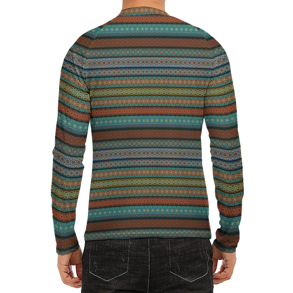 Indian Ethnic Pattern Print Men's Long Sleeve Rash Guard