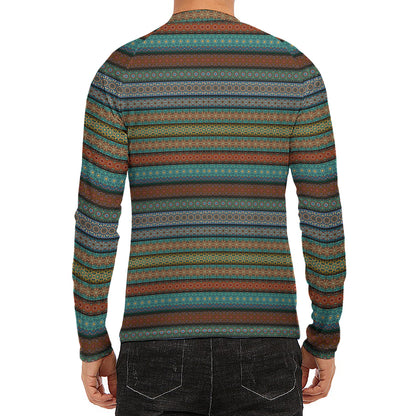 Indian Ethnic Pattern Print Men's Long Sleeve Rash Guard