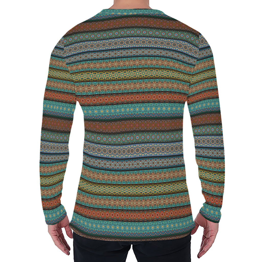 Indian Ethnic Pattern Print Men's Long Sleeve T-Shirt
