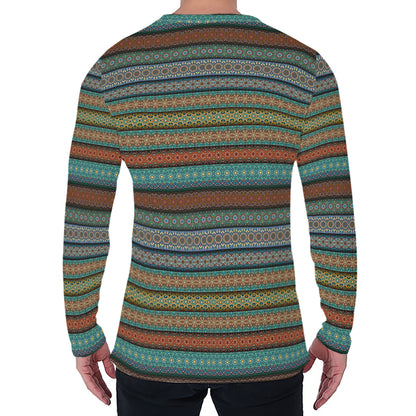 Indian Ethnic Pattern Print Men's Long Sleeve T-Shirt