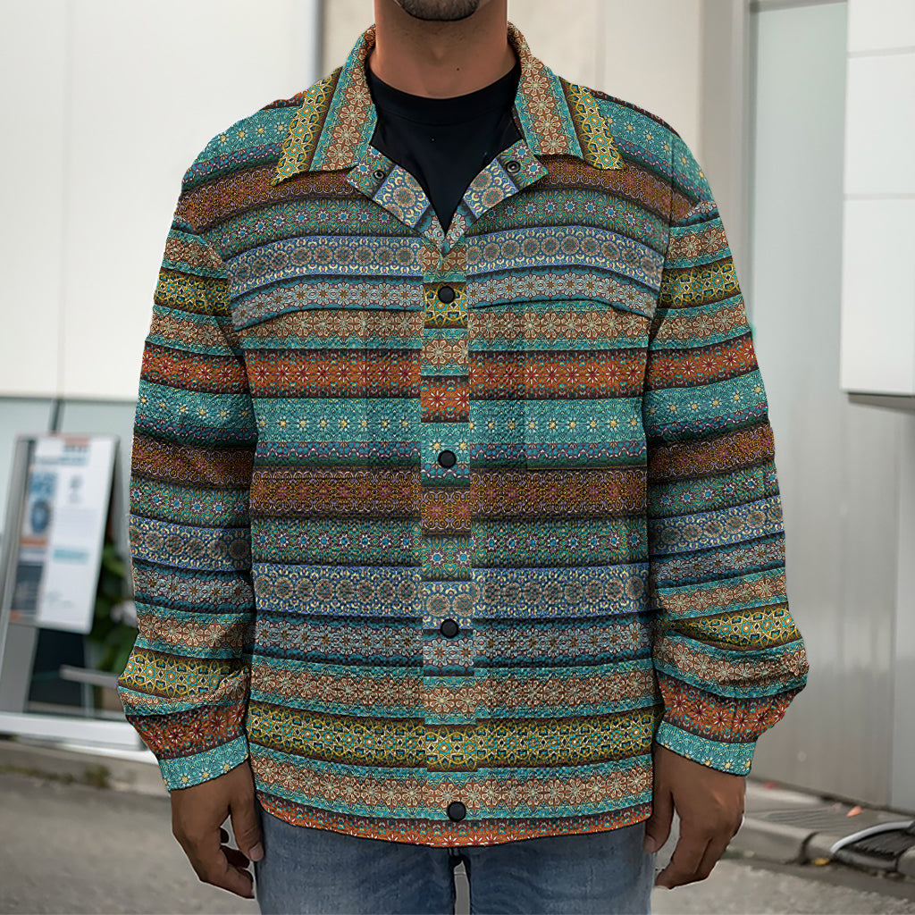Indian Ethnic Pattern Print Men's Shirt Jacket