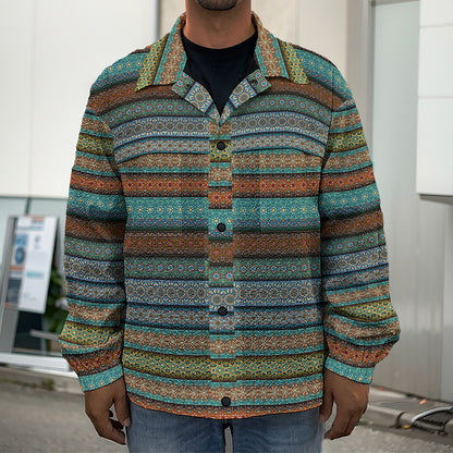 Indian Ethnic Pattern Print Men's Shirt Jacket