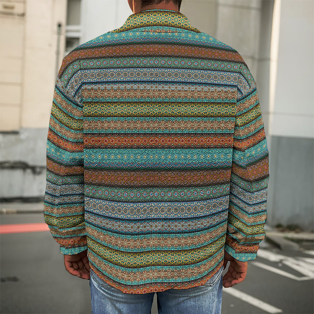 Indian Ethnic Pattern Print Men's Shirt Jacket