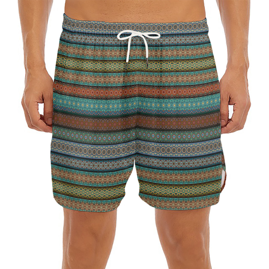 Indian Ethnic Pattern Print Men's Split Running Shorts