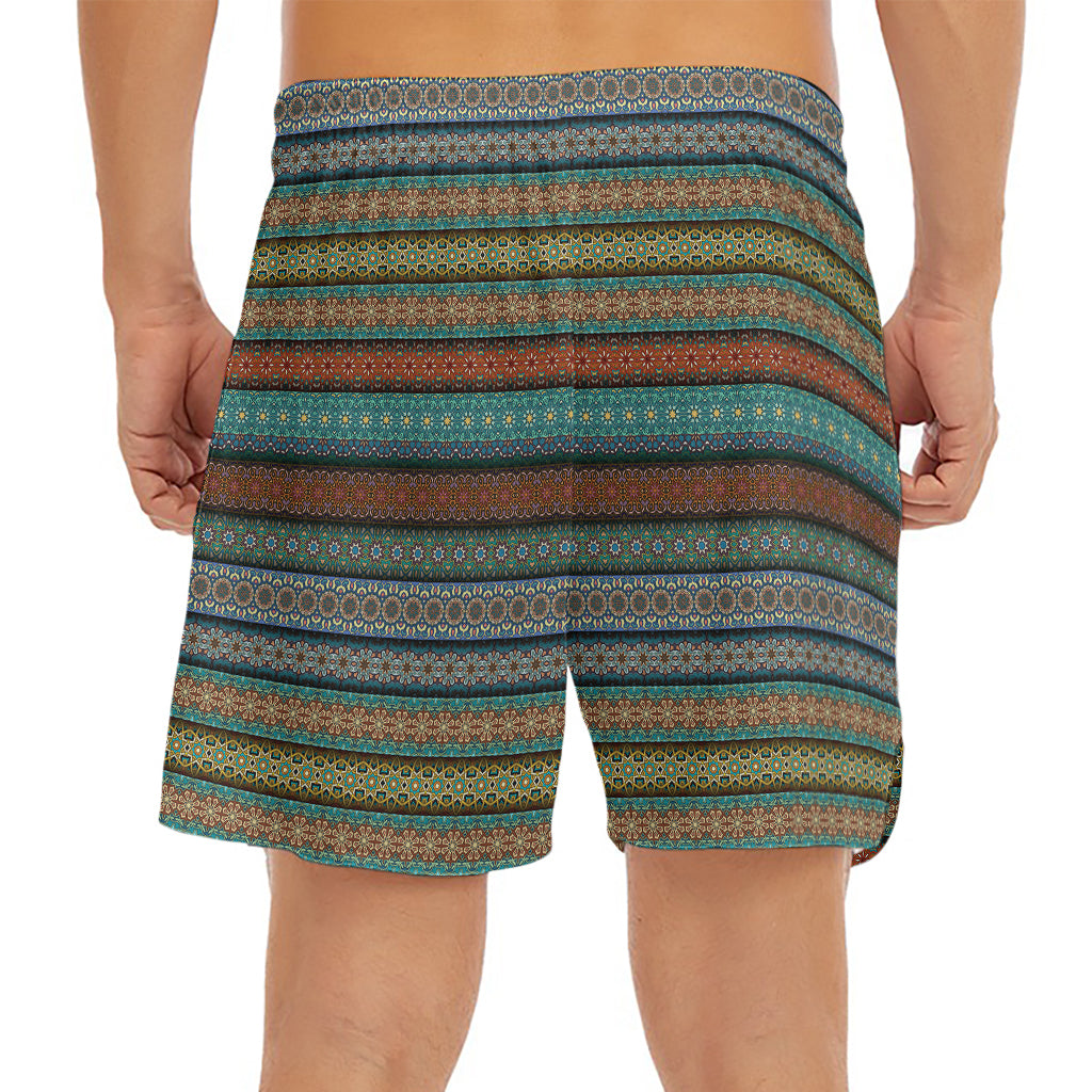 Indian Ethnic Pattern Print Men's Split Running Shorts