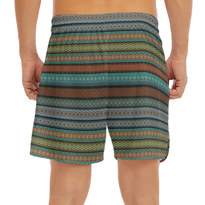 Indian Ethnic Pattern Print Men's Split Running Shorts