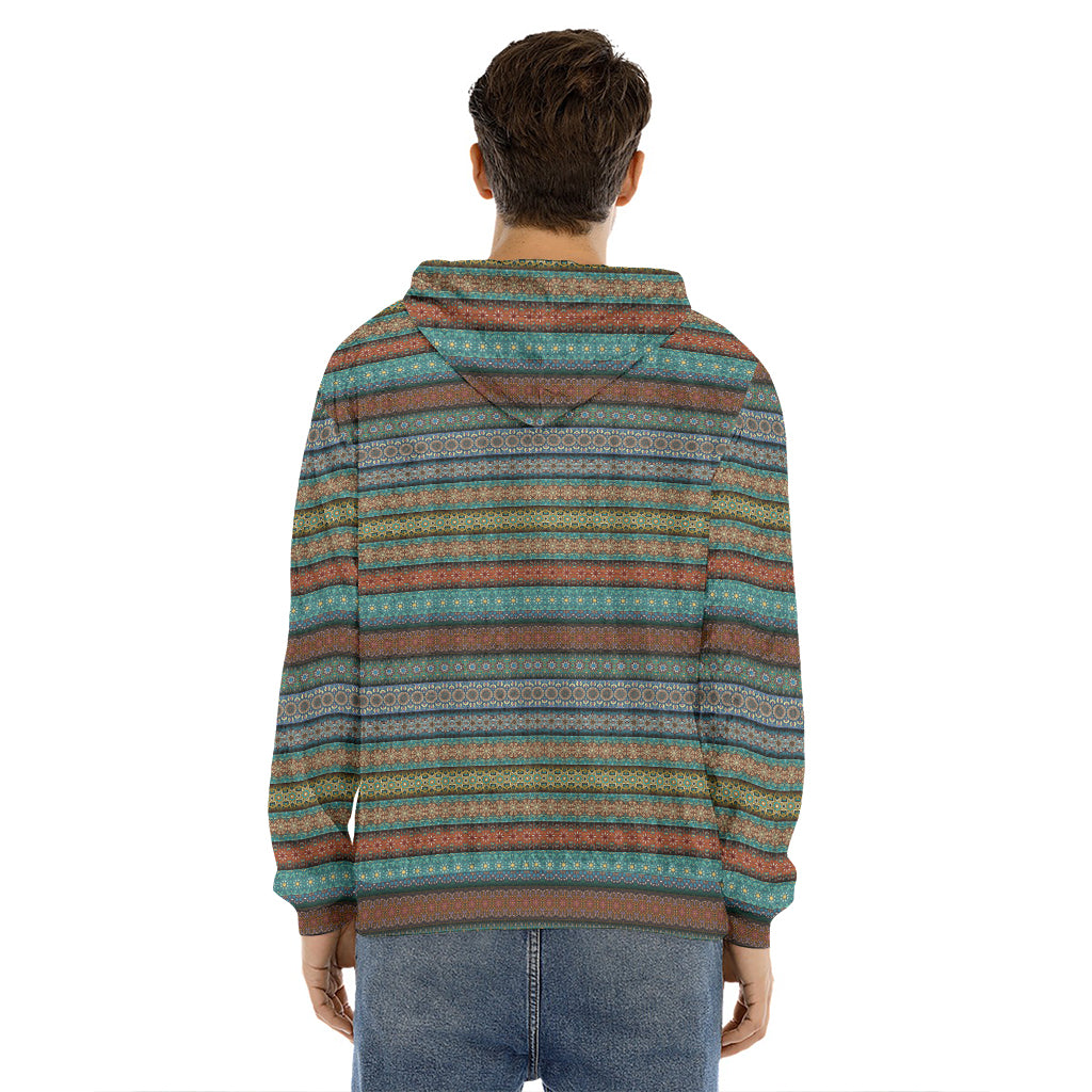Indian Ethnic Pattern Print Men's Velvet Pullover Hoodie