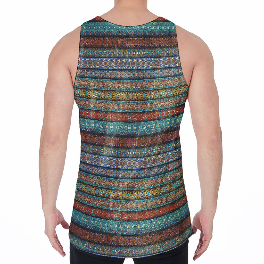Indian Ethnic Pattern Print Men's Velvet Tank Top