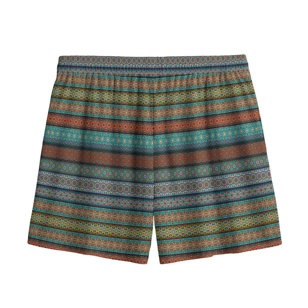 Indian Ethnic Pattern Print Mesh Shorts