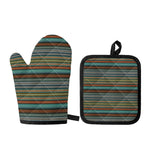 Indian Ethnic Pattern Print Oven Mitt And Pot Holder Set