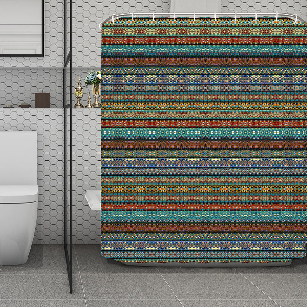 Indian Ethnic Pattern Print Polyester Shower Curtain