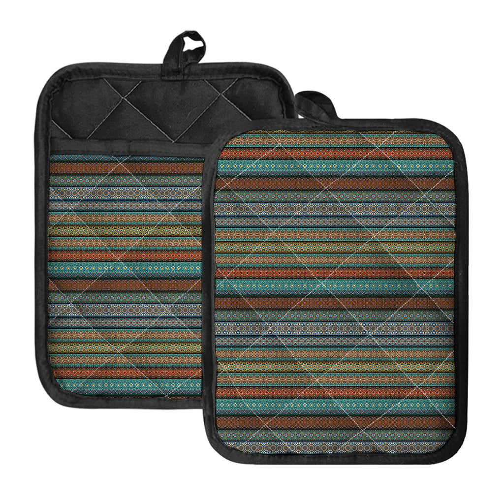 Indian Ethnic Pattern Print Pot Holders With Pocket