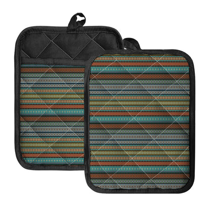 Indian Ethnic Pattern Print Pot Holders With Pocket