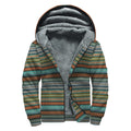 Indian Ethnic Pattern Print Sherpa Lined Zip Up Hoodie