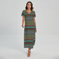 Indian Ethnic Pattern Print Short Sleeve Maxi Dress
