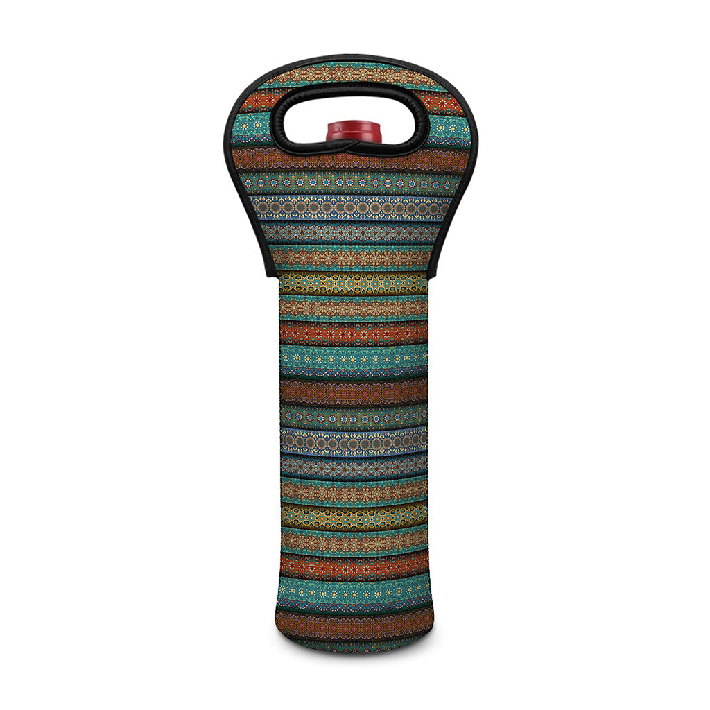 Indian Ethnic Pattern Print Single Neoprene Wine Tote