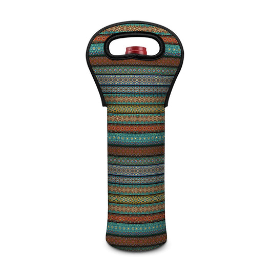 Indian Ethnic Pattern Print Single Neoprene Wine Tote