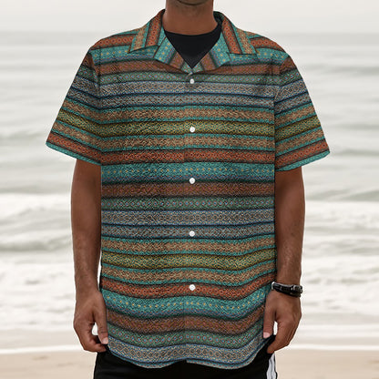Indian Ethnic Pattern Print Textured Short Sleeve Shirt