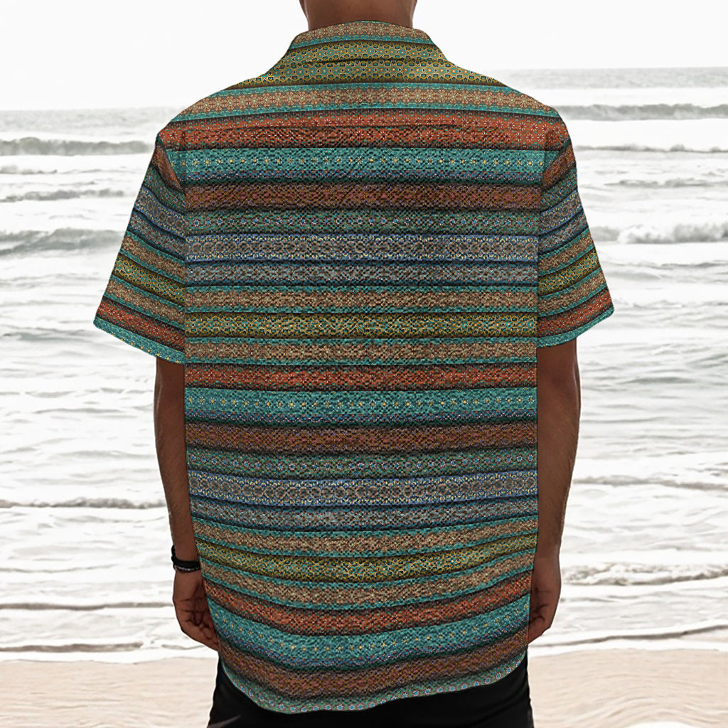 Indian Ethnic Pattern Print Textured Short Sleeve Shirt