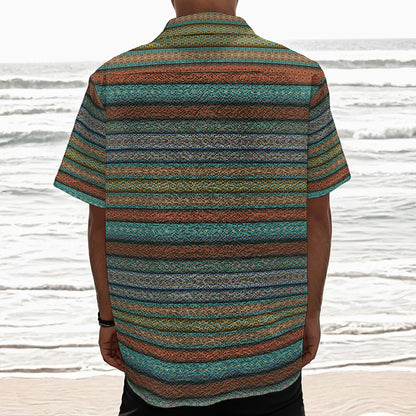 Indian Ethnic Pattern Print Textured Short Sleeve Shirt