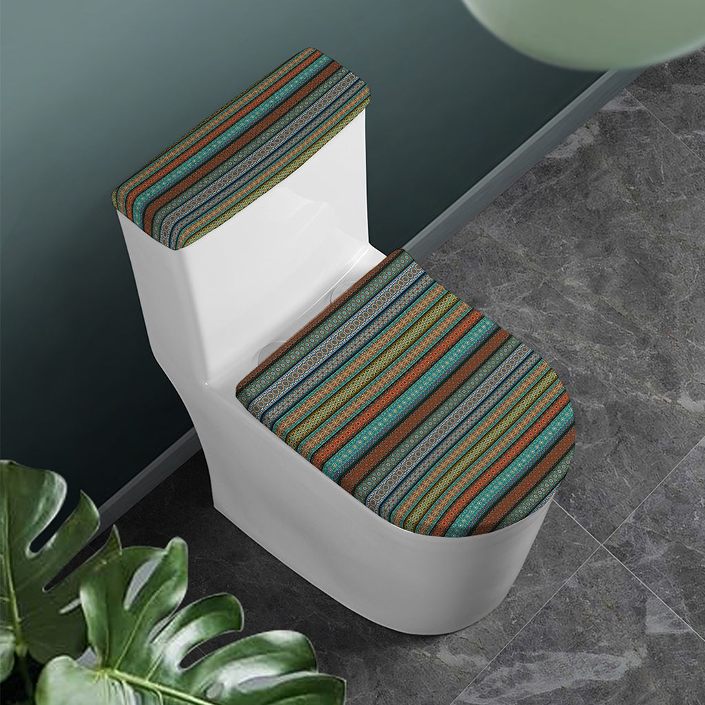 Indian Ethnic Pattern Print Toilet Lid And Tank Cover Set