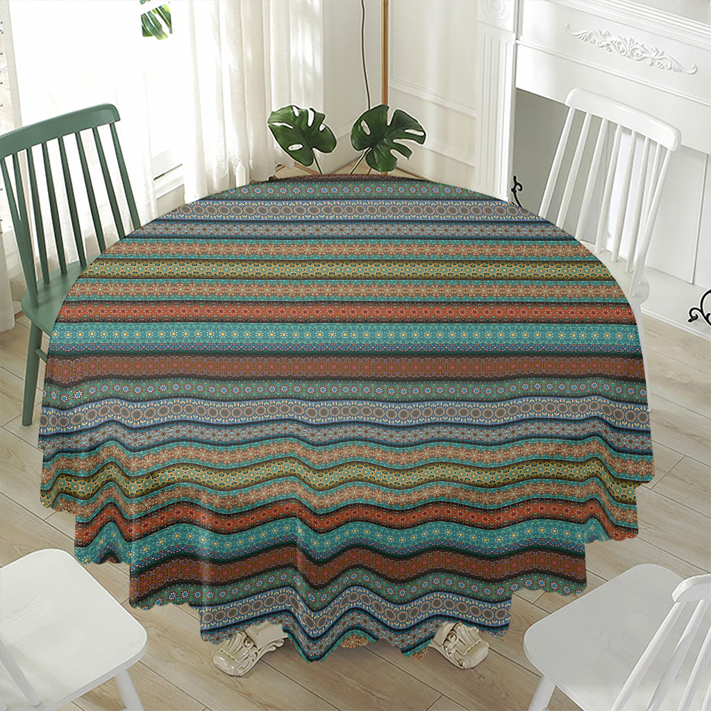 Indian Ethnic Pattern Print Waterproof Round Tablecloth