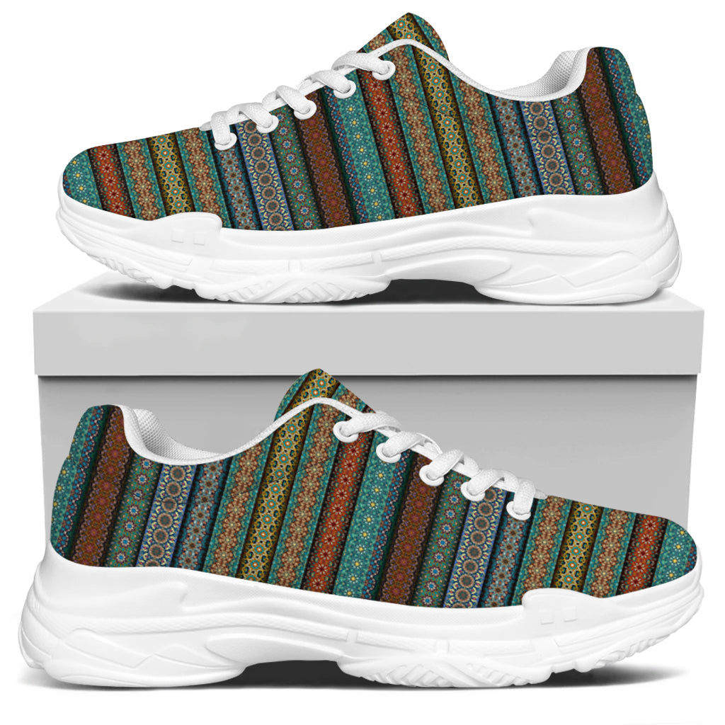 Indian Ethnic Pattern Print White Chunky Shoes