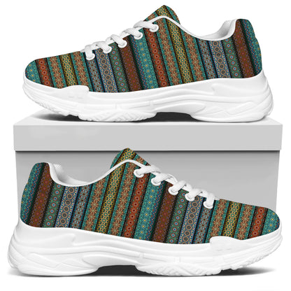 Indian Ethnic Pattern Print White Chunky Shoes