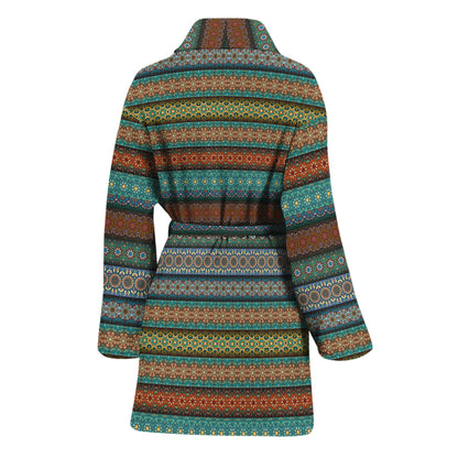 Indian Ethnic Pattern Print Women's Bathrobe