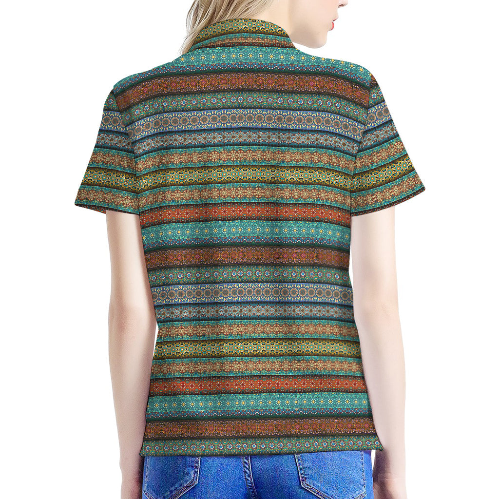 Indian Ethnic Pattern Print Women's Polo Shirt