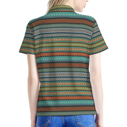 Indian Ethnic Pattern Print Women's Polo Shirt