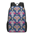 Indian Floral Elephant Pattern Print 17 Inch Backpack