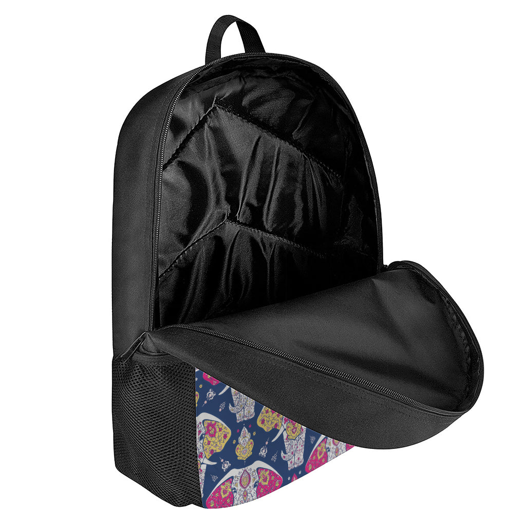 Indian Floral Elephant Pattern Print 17 Inch Backpack