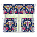 Indian Floral Elephant Pattern Print 3 Piece Kitchen Curtains