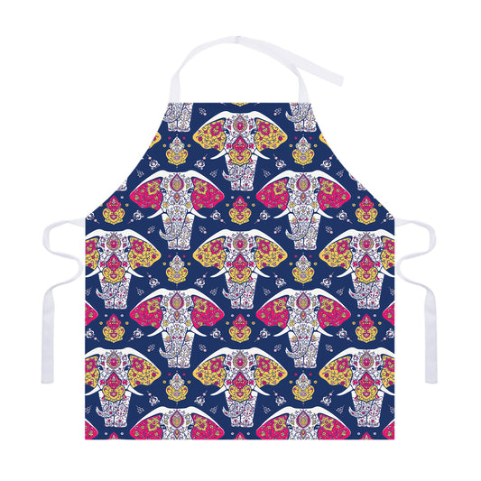 Indian Floral Elephant Pattern Print Adjustable Apron