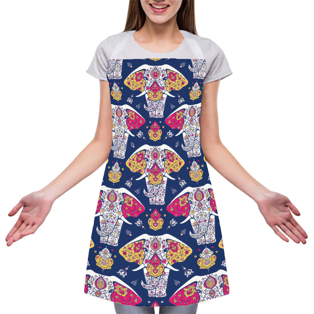 Indian Floral Elephant Pattern Print Adjustable Apron