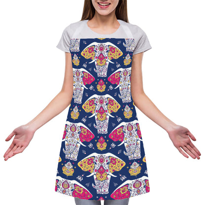 Indian Floral Elephant Pattern Print Adjustable Apron
