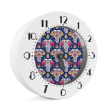 Indian Floral Elephant Pattern Print Alarm Clock