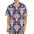 Indian Floral Elephant Pattern Print Aloha Shirt