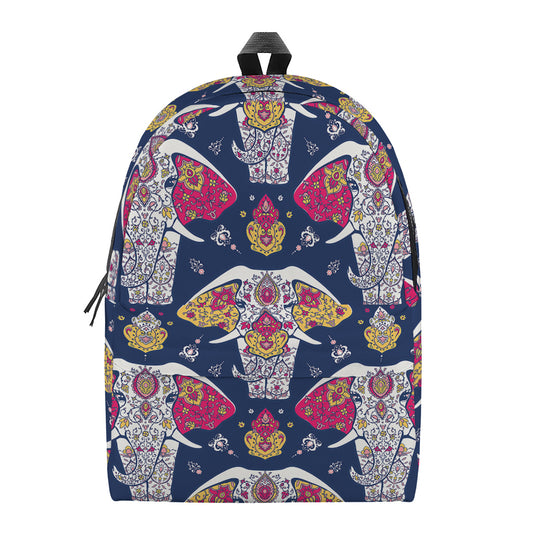 Indian Floral Elephant Pattern Print Backpack