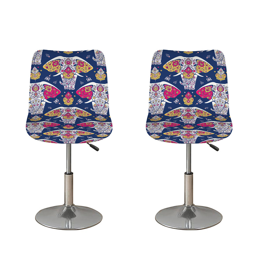 Indian Floral Elephant Pattern Print Bar Stool Covers