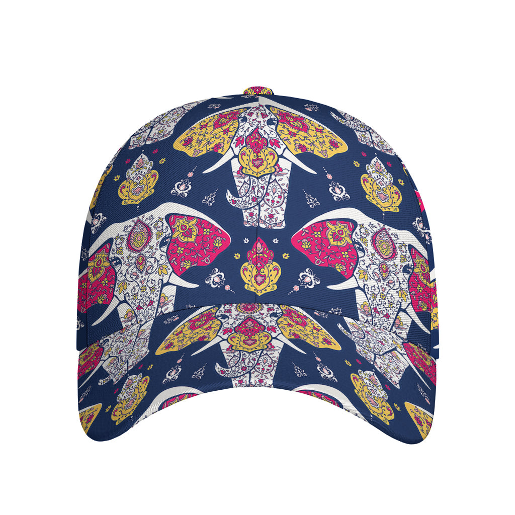Indian Floral Elephant Pattern Print Baseball Cap