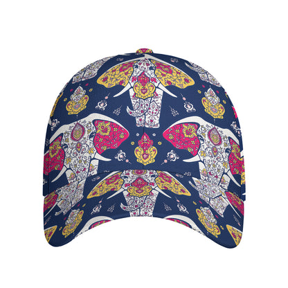 Indian Floral Elephant Pattern Print Baseball Cap