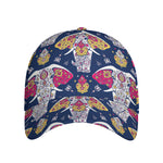 Indian Floral Elephant Pattern Print Baseball Cap